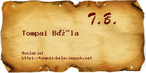Tompai Béla névjegykártya